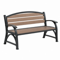 Panchina da giardino 125 x 60 x 85 cm in metallo e legno marrone nero con braccioli