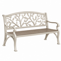 Panca da giardino 122 x 61 x 91 cm in metallo beige con schienale decorativo