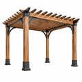Pergola da giardino 300 x 300 cm in legno marrone con struttura nera a doghe