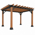 Pergola da giardino 300 x 300 x 240 cm in legno e acciaio marrone nero - copertura a doghe