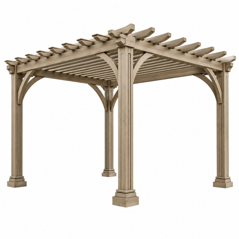 Pergola da giardino 300 x 300 x 250 cm in legno beige naturale con tetto a listelli