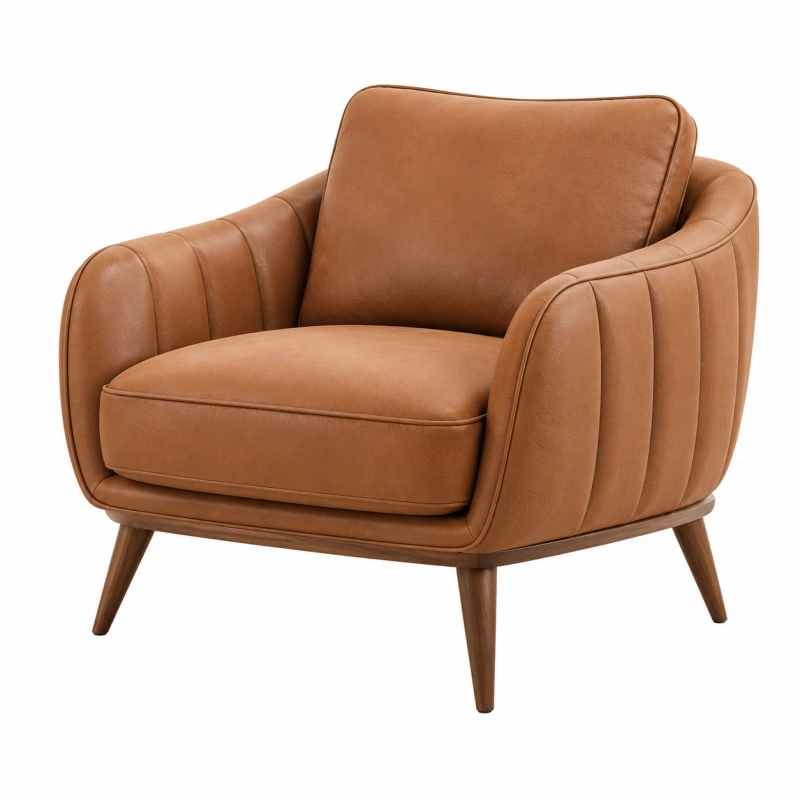 Poltrona 86 x 82 x 84 cm in similpelle marrone - stile moderno con braccioli imbottiti