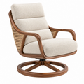 Poltrona girevole 75 x 85 x 100 cm in legno marrone e tessuto bouclé beige stile naturale