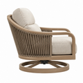 Poltrona girevole 78 x 80 x 85 cm in legno naturale e corda beige - stile contemporaneo