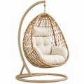 Poltrona sospesa 105 x 105 x 195 cm in rattan beige con struttura in metallo per relax