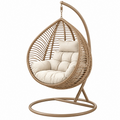 Poltrona sospesa 105 x 105 x 195 cm in fibra intrecciata beige con supporto in metallo per relax stile boho