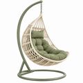 Poltrona sospesa 105 x 105 x 195 cm in corda e acciaio verde salvia con seduta imbottita