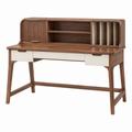 Scrivania con alzata 120 x 60 x 120 cm in legno marrone e bianco - stile moderno con cassetti e vano contenitore
