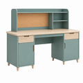 Scrivania con libreria 120 x 60 x 150 cm in legno verde salvia con pannello in sughero
