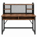 Scrivania 120 x 60 x 140 cm in legno e acciaio marrone nero con ripiani stile industriale