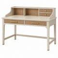 Scrivania 120 x 60 x 100 cm in legno beige e naturale con cassetti stile classico